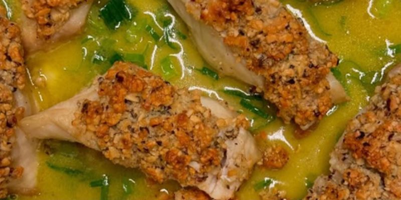 Lombo de namorado em crosta de amêndoas