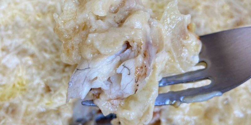 Pescada perna de moça com molho bechamel