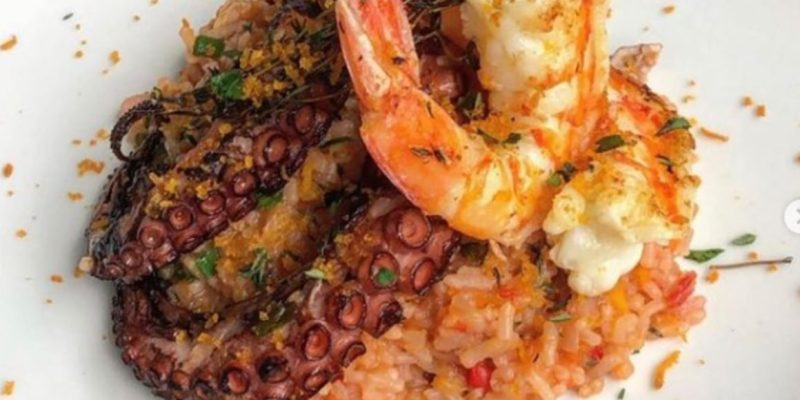 “Risotinho” de polvo com camarão e bottarga