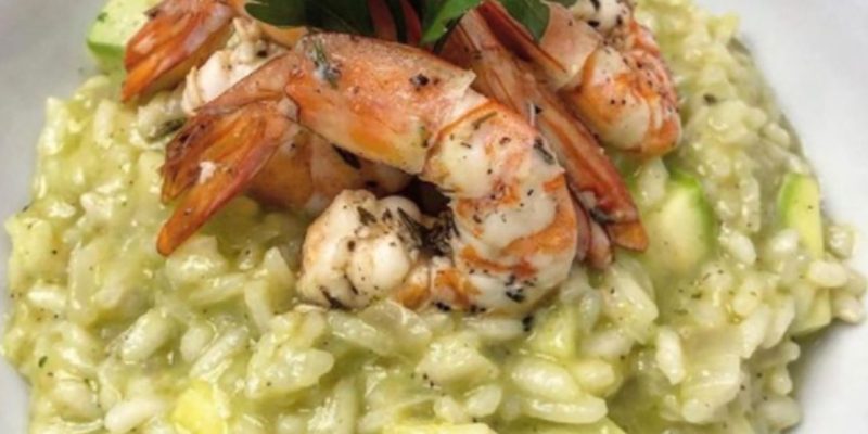 Risoto de abobrinha com camarões VG